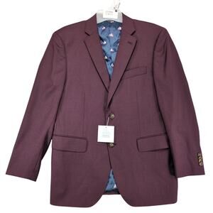 Indochino Soho 52 100% Wool Burgundy Blazer Men's 36R Bespoke Jacket Sports Coat